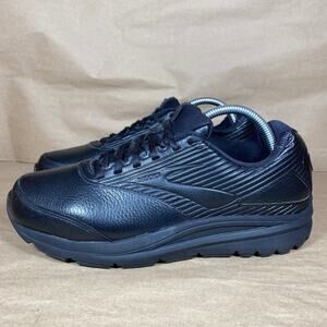 Brooks Addiction Womens Size 10 Wide Black Leather Walking Sneaker Shoes Comfort